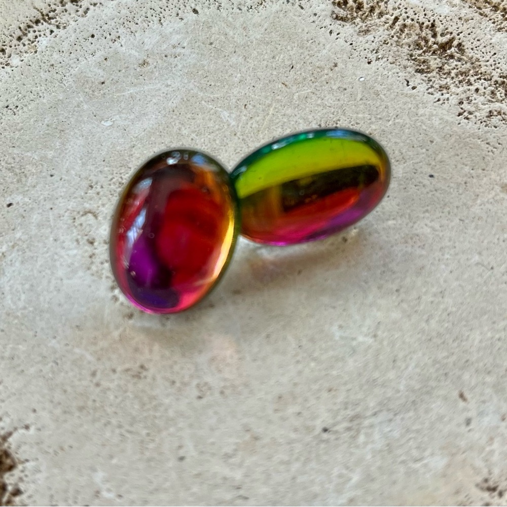 Vintage Preciosa Czech Watermelon Vitrail Glass Earrings